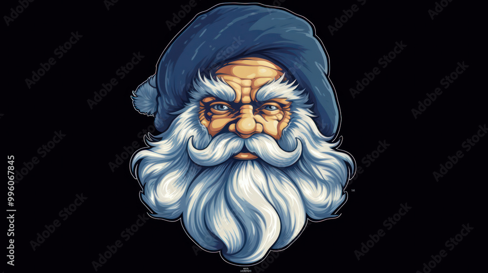 Obraz premium Illustration of Santa Claus face on a dark blue background