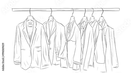 vector sets of clothes with simple lines on a white background .Generative AI