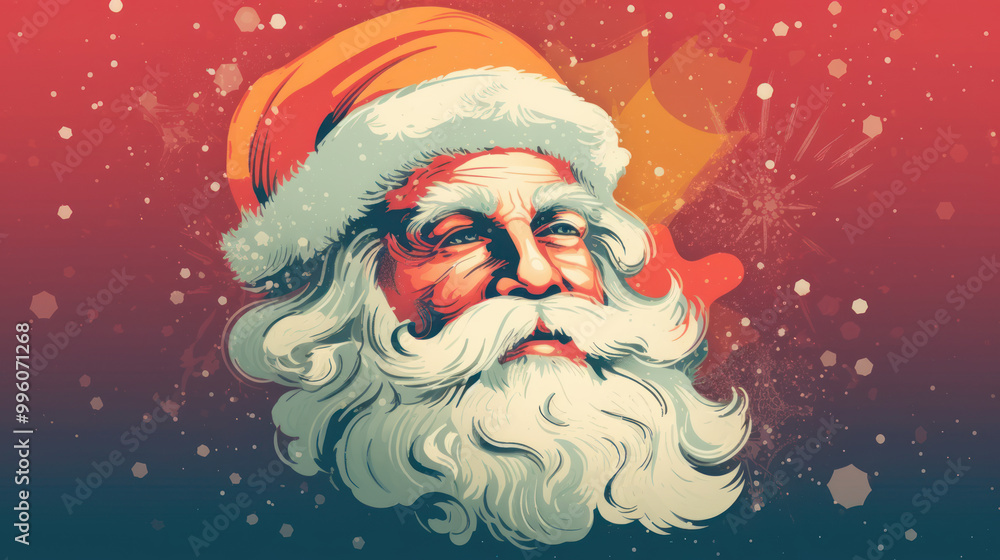 Illustration of Santa Claus face on a colorful background Illustration of Santa Claus face on a colorful background