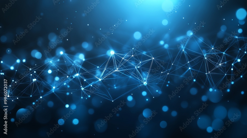 Fototapeta premium Abstract Blue Network Background Technology, Connection, Data Concept. Futuristic Design.