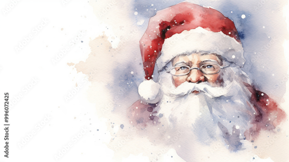 Watercolor of Santa Claus face on a light gray background Watercolor of Santa Claus face on a light gray background