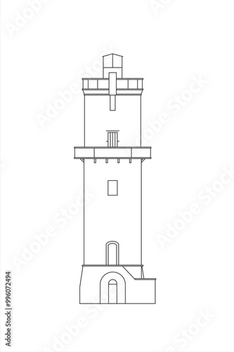 Line illustration of the historical Kaiser Wilhelm Friedrich observation tower in Einbeck, Niedersachsen, Germany