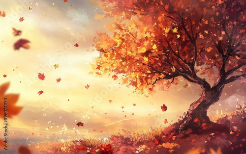 Autumn background with leaves and fruit