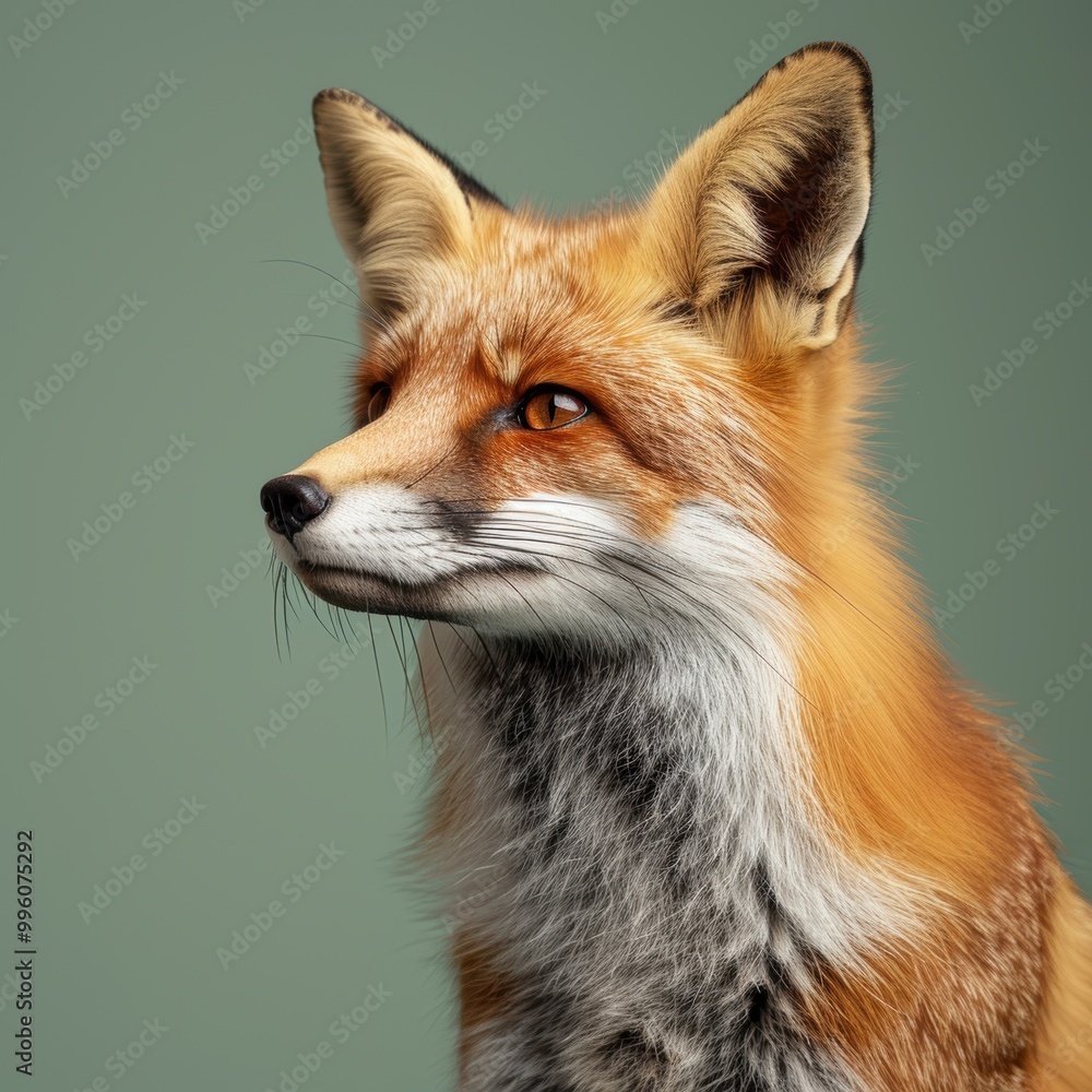 Studio portrait of a red fox showcasing its vibrant orange fur and striking features against a soft background Studio portrait of a red fox showcasing its vibrant orange fur and striking features against a soft background