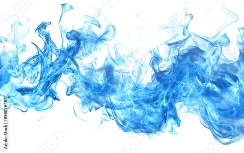 Blue fire isolated on white background