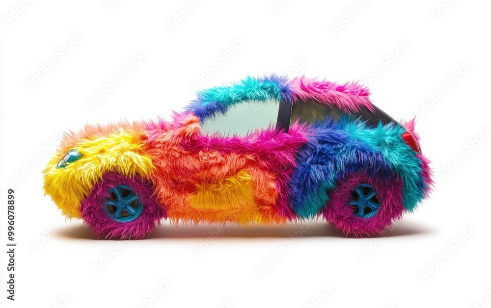 Obraz premium Car furry colored isolated on white background