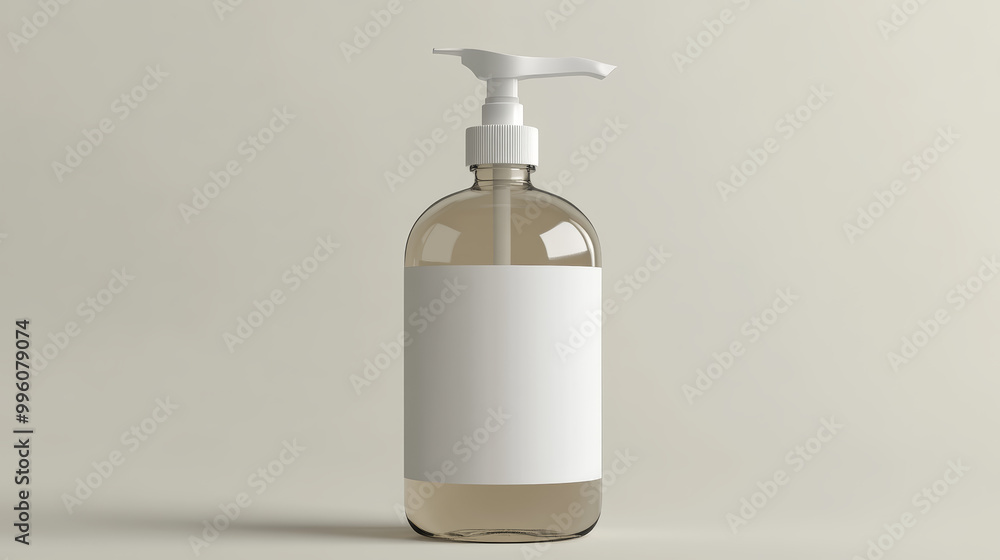 clear glass bottle with pump dispenser, featuring customizable label, ideal for hand sanitizer or liquid soap. minimalist design enhances any modern space clear glass bottle with pump dispenser, featuring customizable label, ideal for hand sanitizer or liquid soap. minimalist design enhances any modern space