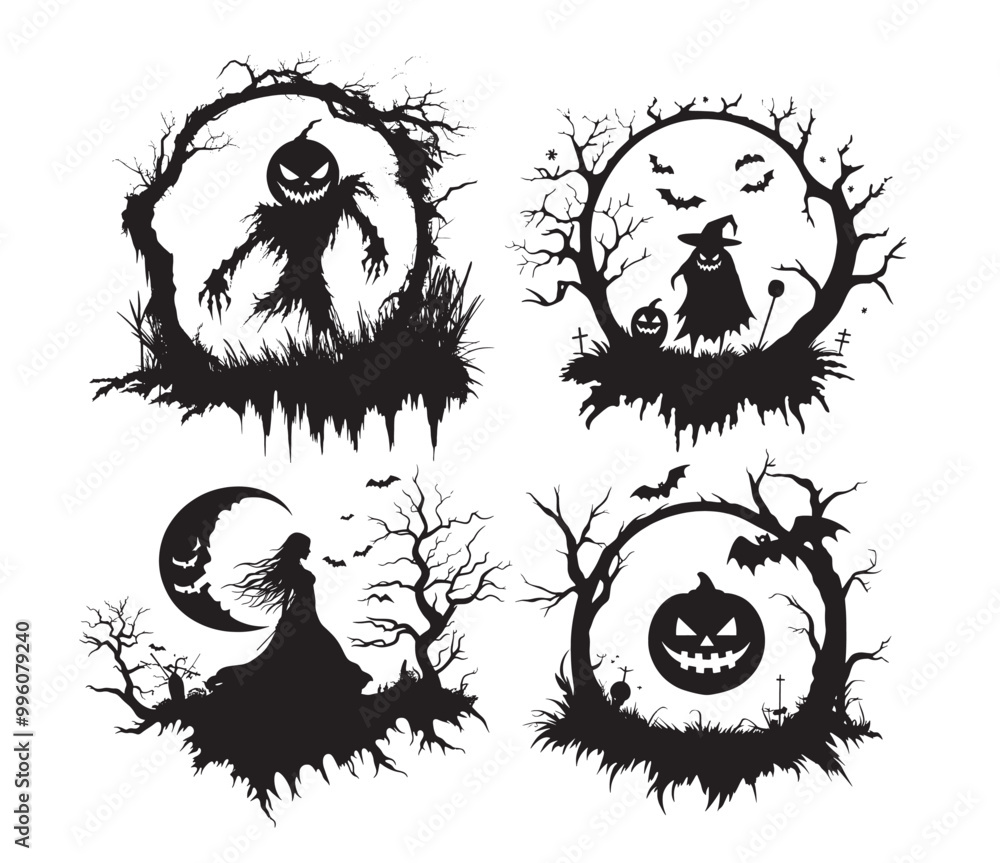 Obraz premium Halloween silhouette vector