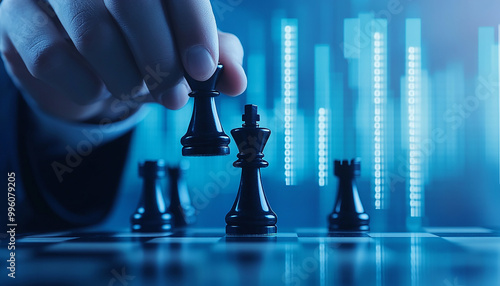hand pushing a button on the chess board