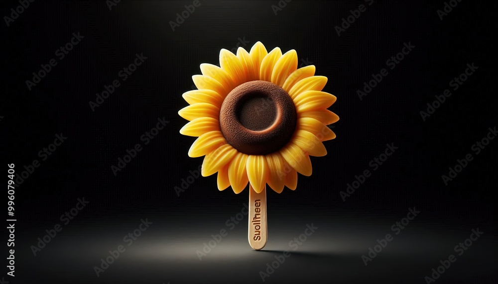 Fototapeta premium Sunflower Shaped Ice Cream on a Stick.