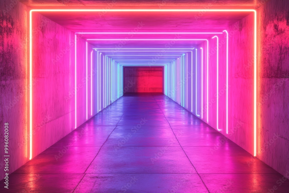 Neon Lights in a Concrete Corridor Neon Lights in a Concrete Corridor
