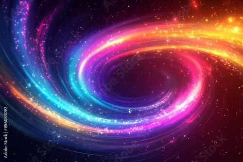 Colorful Swirling Lights on Black Background