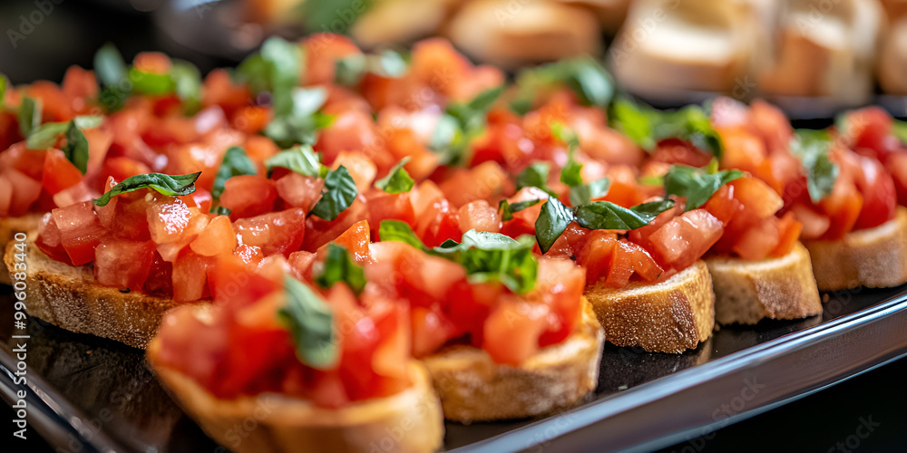 Bruschetta with Tomatoes and Basil on Toasted Bread Bruschetta with Tomatoes and Basil on Toasted Bread