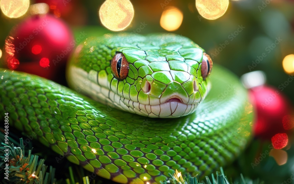 Christmass green snake. Snake year Christmass green snake. Snake year