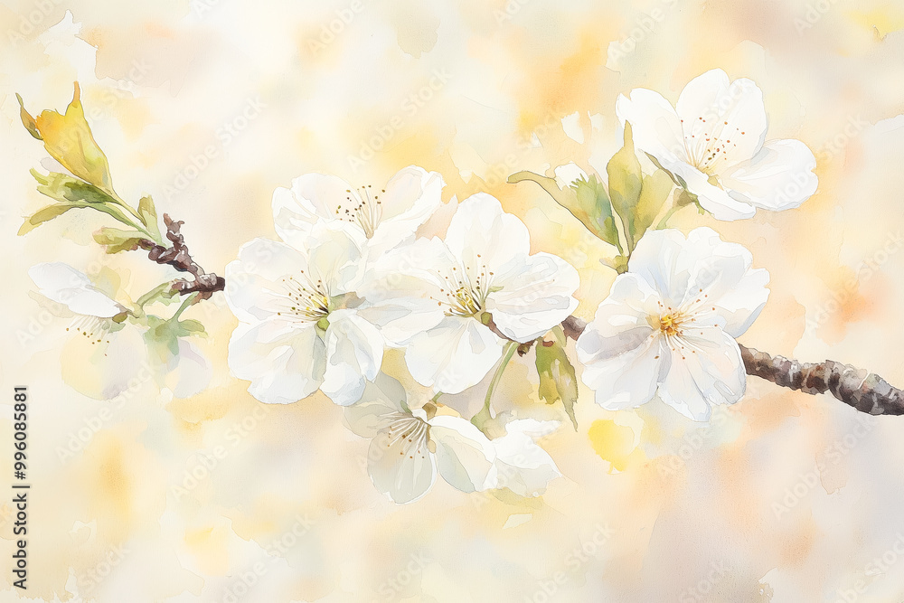 White blooming flowers, branches, texture, background wallpaper, acrylic hand-painted White blooming flowers, branches, texture, background wallpaper, acrylic hand-painted
