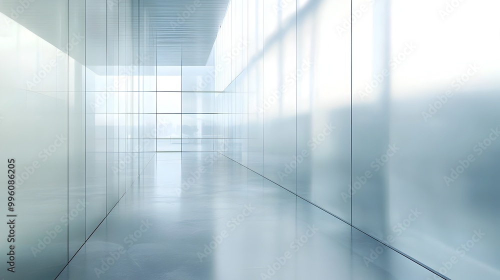 Fototapeta premium Smooth Transparent Glass Texture with Reflective Light Patterns in Modern Interior Space