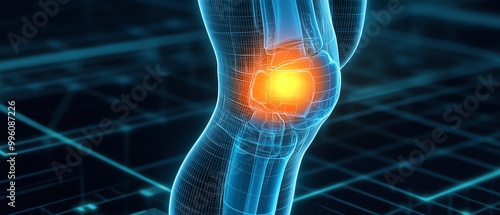 Medical illustration of human knee joint.