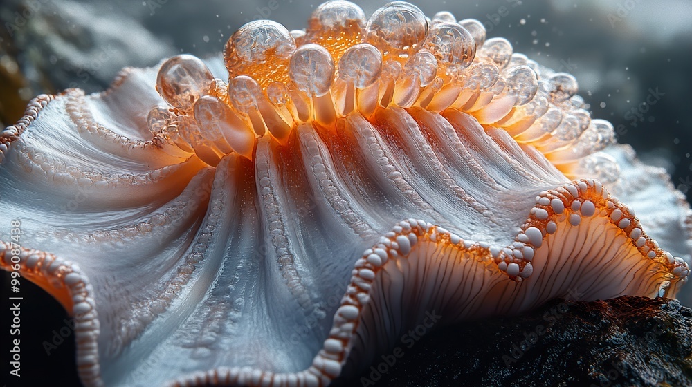 Close-Up of a Bioluminescent Jellyfish in the Ocean Close-Up of a Bioluminescent Jellyfish in the Ocean