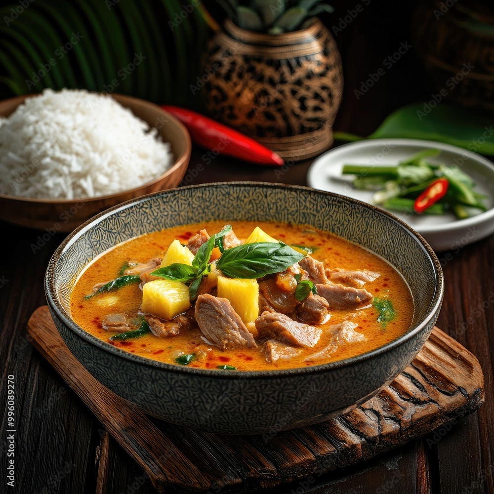 Tender Duck Red Curry with Rice and Vegetables Tender Duck Red Curry with Rice and Vegetables