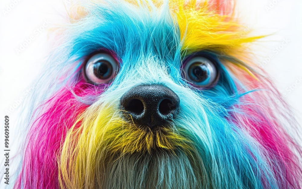Naklejka premium face furry colored isolated stock photo on white background