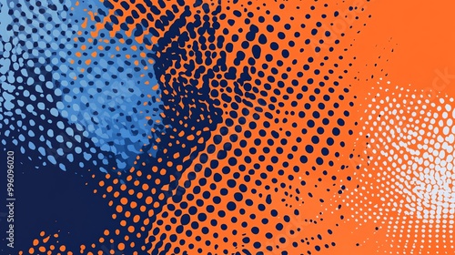 Wallpaper Mural Abstract blue, orange, and white polka dot pattern. Torontodigital.ca