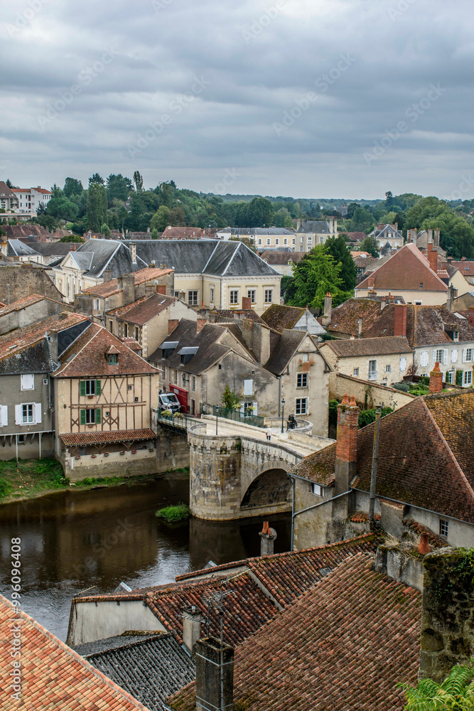 View of medieval town of Montmorillon in France