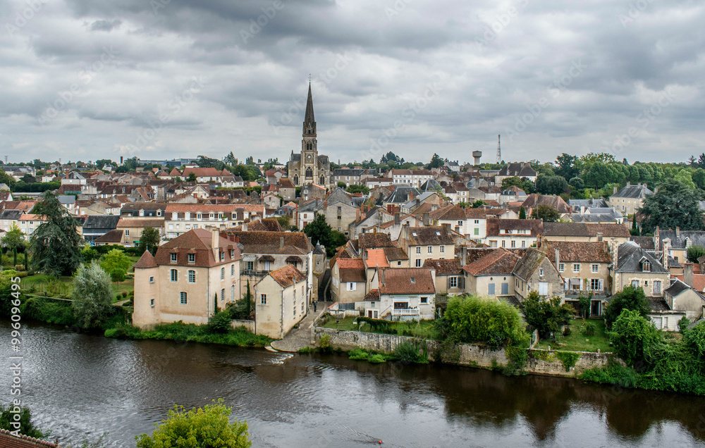 View on the old town of Montmorillon France