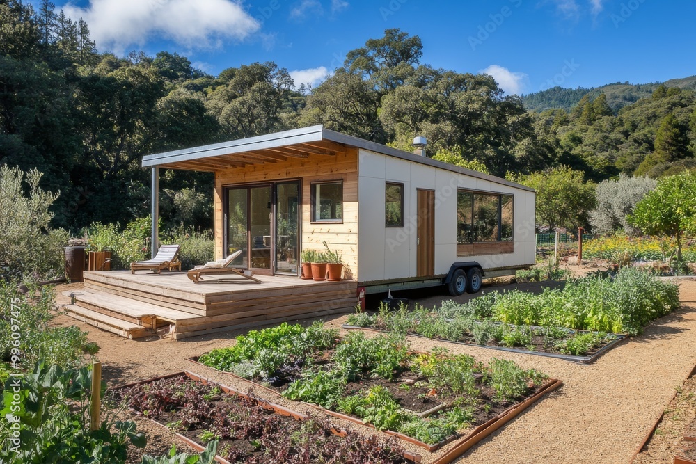 Modern Tiny House with Garden and Deck Modern Tiny House with Garden and Deck