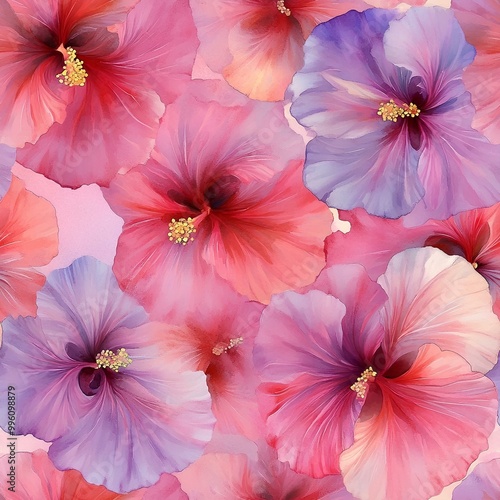 pink flowers of hibiskus