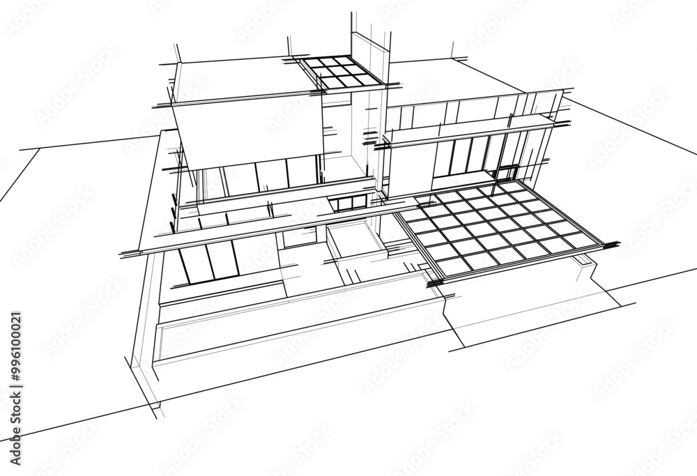 Architectural drawing vector 3d illustration Architectural drawing vector 3d illustration