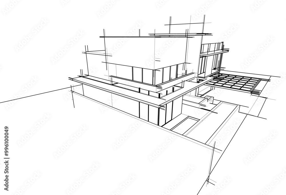 Architectural drawing vector 3d illustration Architectural drawing vector 3d illustration