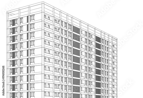 Architectural drawing vector 3d illustration