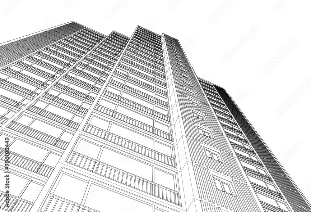 Fototapeta premium Architectural drawing vector 3d illustration