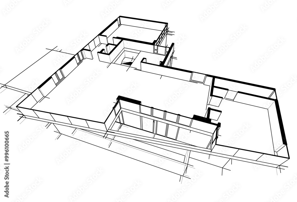 Architectural drawing vector 3d illustration Architectural drawing vector 3d illustration