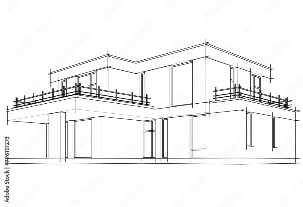 Architectural drawing vector 3d illustration Architectural drawing vector 3d illustration
