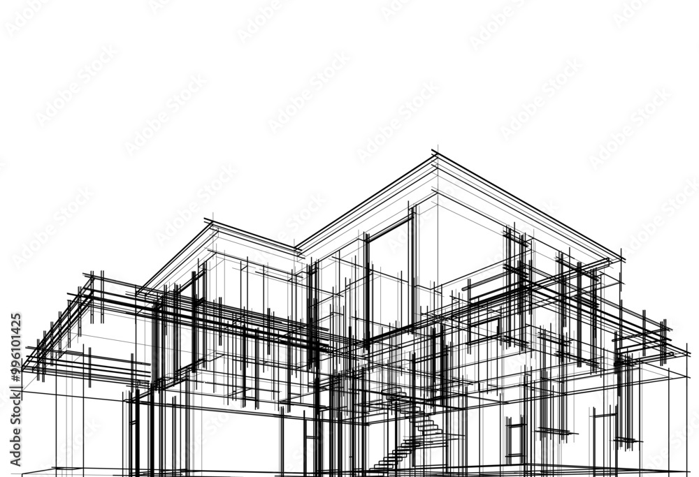 Architectural drawing vector 3d illustration Architectural drawing vector 3d illustration