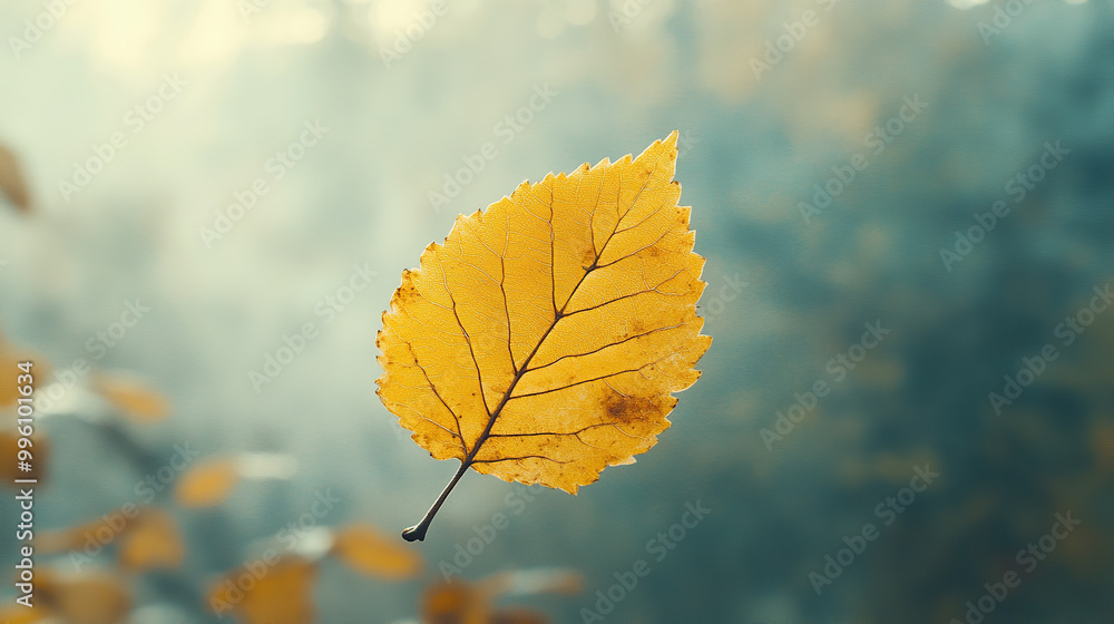 Obraz premium Golden Autumn Leaf in Focus