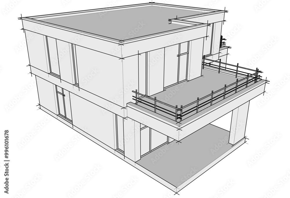 Architectural drawing vector 3d illustration Architectural drawing vector 3d illustration