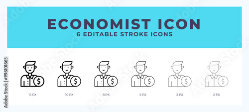 Economist icon with different stroke. Editable stroke. Vector illustration.