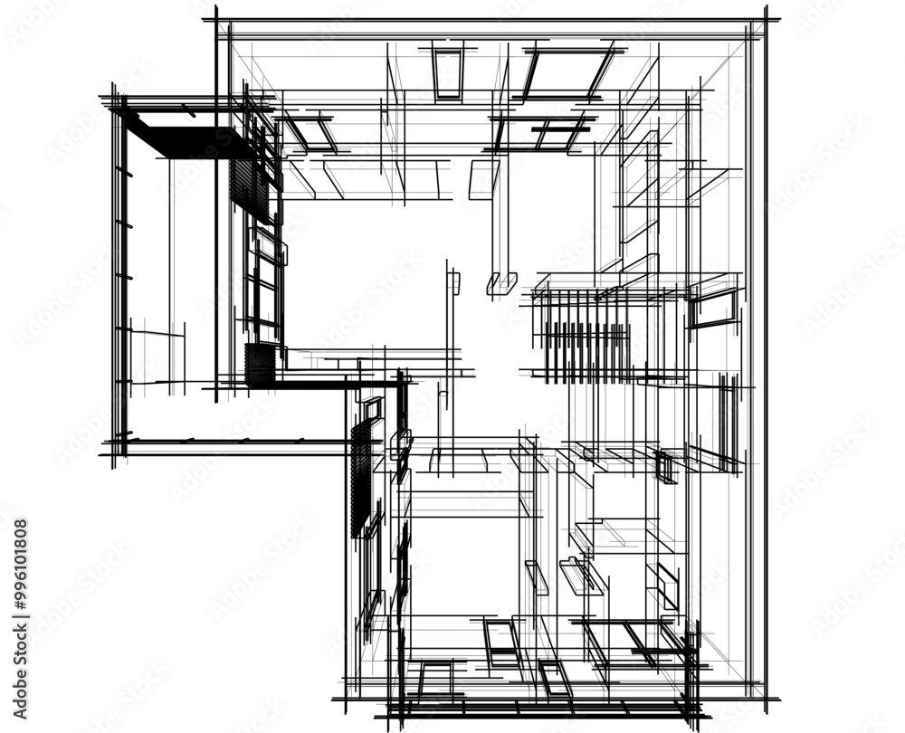Architectural drawing vector 3d illustration Architectural drawing vector 3d illustration