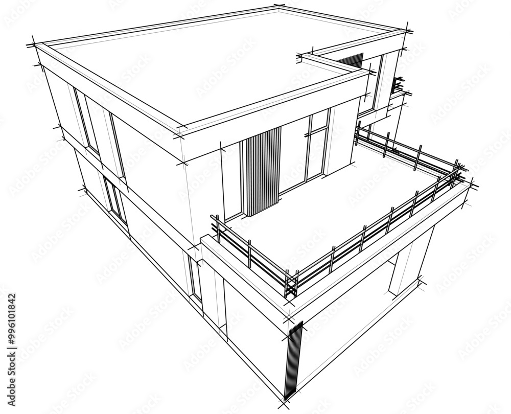 Architectural drawing vector 3d illustration Architectural drawing vector 3d illustration