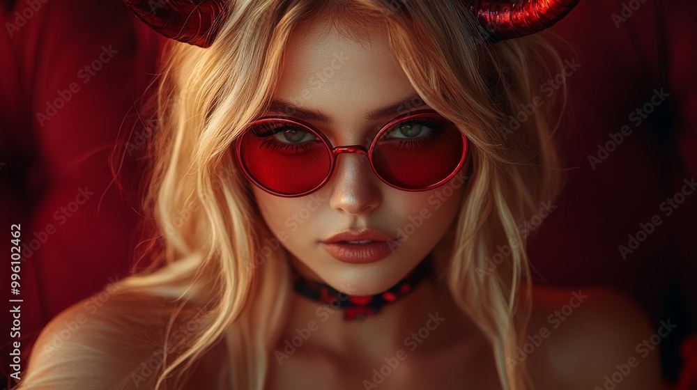 Dark Fantasy Demon Cosplay with Horns and Gothic Aesthetic in Red and Black Dark Fantasy Demon Cosplay with Horns and Gothic Aesthetic in Red and Black