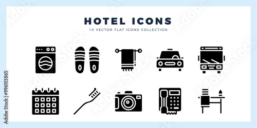 10 Hotel Glyph icon pack. vector illustration.