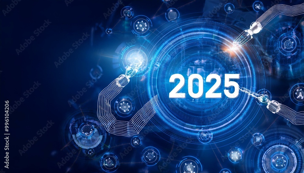 Fototapeta premium Neujahrs Bild 2025 Zukunft Modern Karte