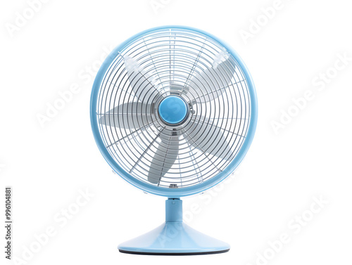 a blue fan with a white background photo