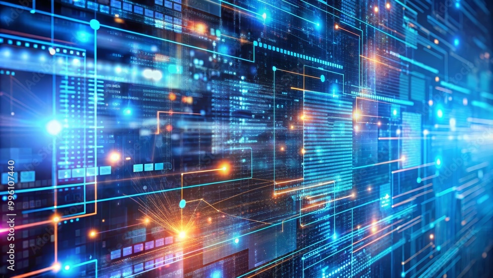 Abstract digital data is flowing through cyberspace with binary code Abstract digital data is flowing through cyberspace with binary code