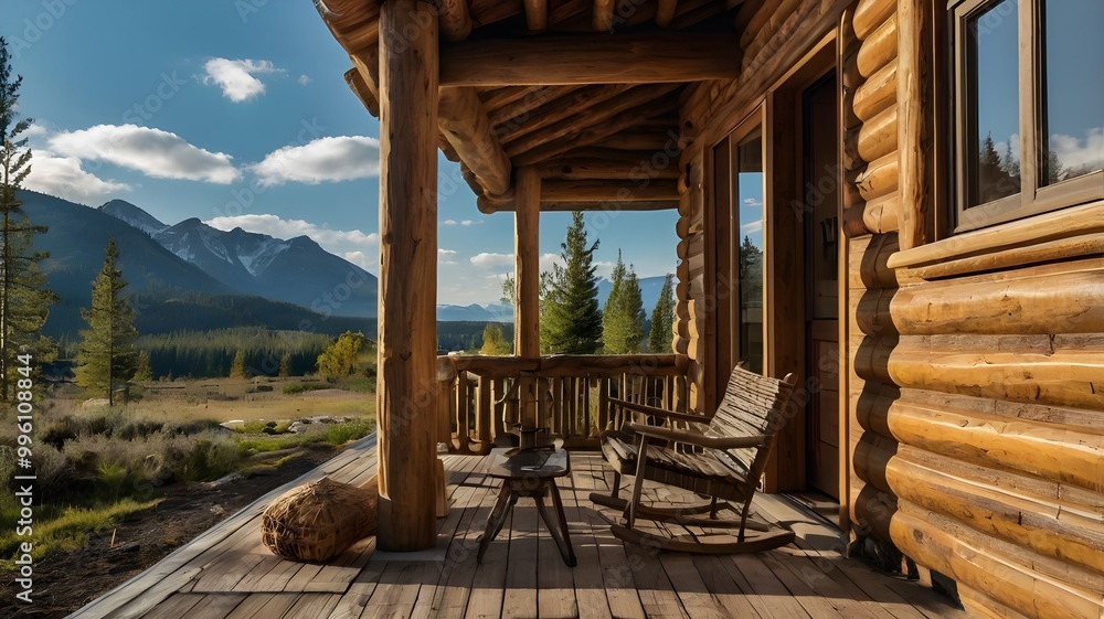 Fototapeta premium interior design of a rustic log cabin