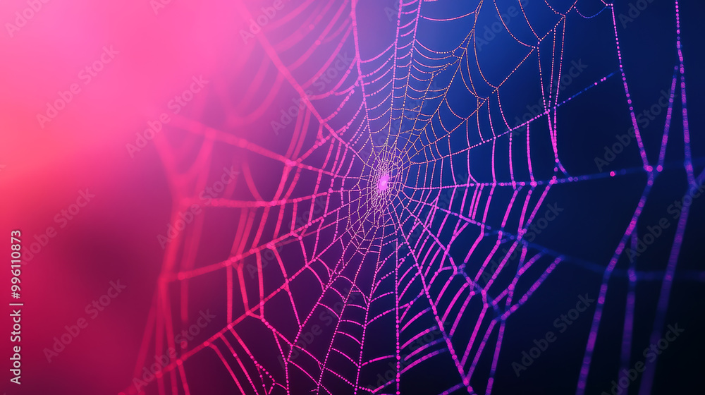 floating glowing spider web with neon threads creates mesmerizing visual effect against vibrant background. intricate design showcases beauty of nature in unique way floating glowing spider web with neon threads creates mesmerizing visual effect against vibrant background. intricate design showcases beauty of nature in unique way