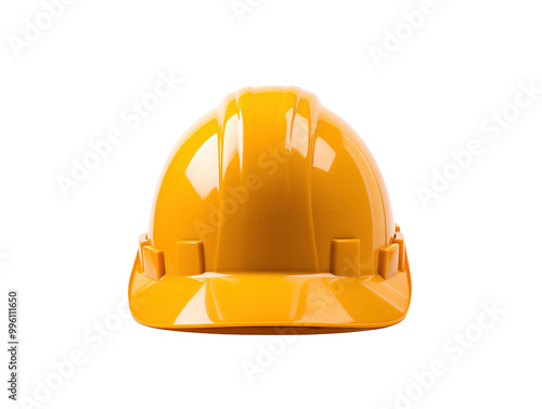 a yellow hard hat on a white background photo