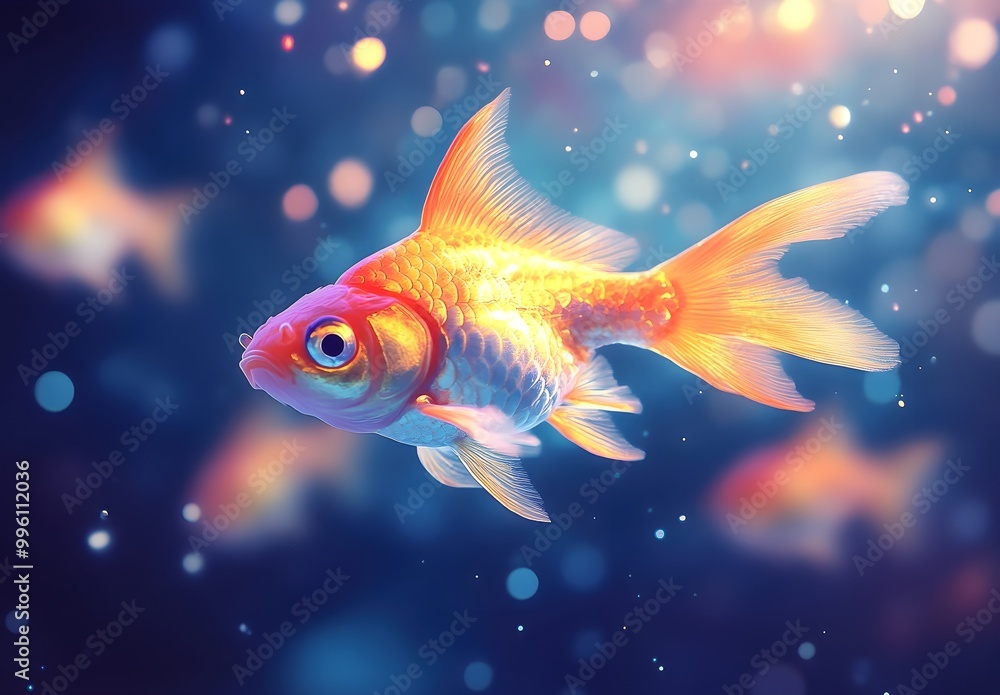 Golden Fish Swimming in Starry Sky Golden Fish Swimming in Starry Sky